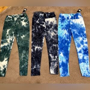 Womens Tie-Dye Leggings  - Green, Black, Blue
